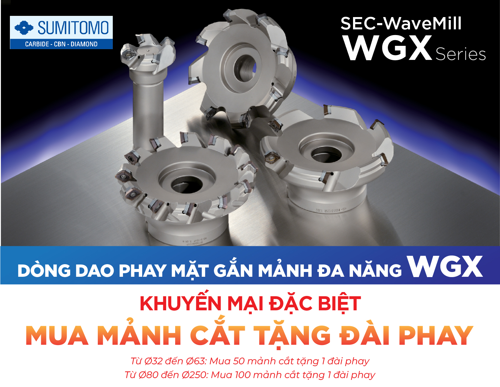 khuyến mại dao phay gắn mảnh sumitomo WGX