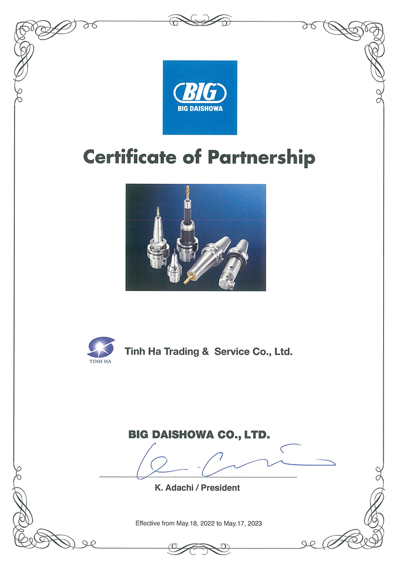 BIG DAISHOWA Certificate of partnership 2022 -2023