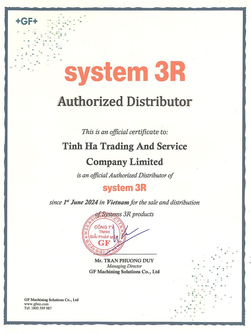 Certificate of Distributorshi System 3R Tinh Ha