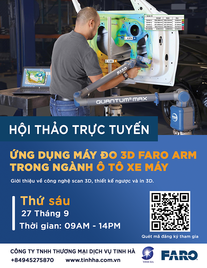 HỘI THẢO TRỰC TUYẾN: ỨNG DỤNG MÁY ĐO 3D FARO ARM TRONG NGÀNH Ô TÔ XE MÁY